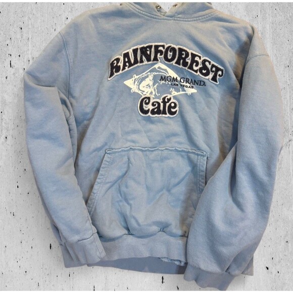 Vintage Rainforest Cafe MGM Grand Las Vegas Sweatshirt Blue Kids XXL Hoodie - Picture 1 of 11